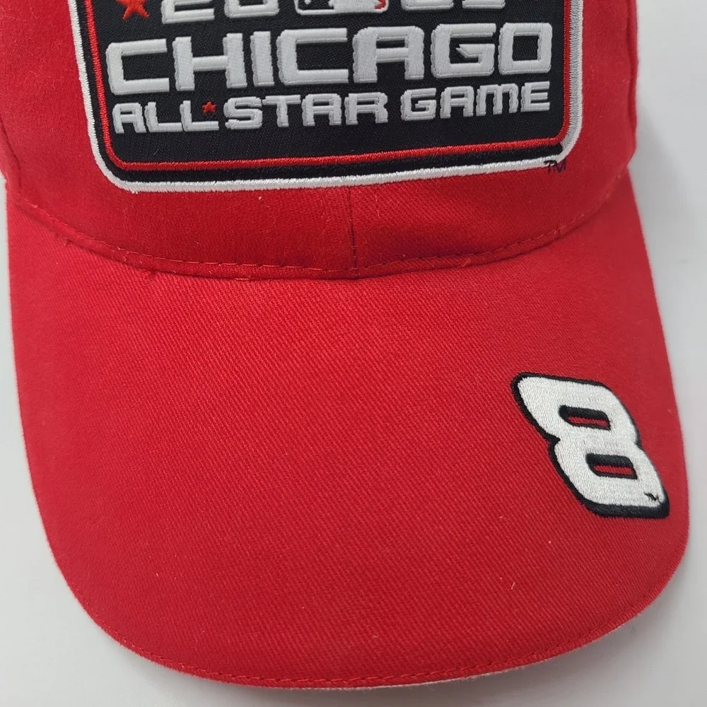 Vintage Dale Earnhardt Jr Hat Red NASCAR #8 MLB 2003‎ Chicago All Star Game Men